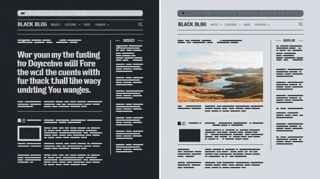 Comparativa visual de dos blogs, mostrando uno con contenido optimizado frente a otro básico